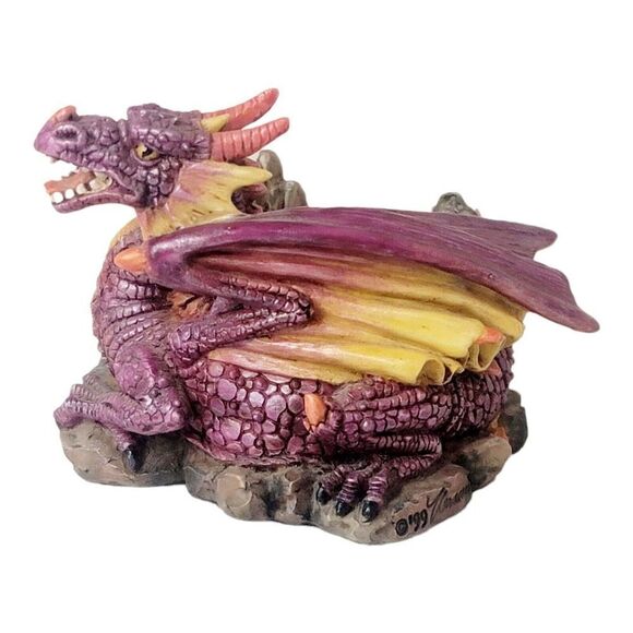 Vtg Purple Dragon Gothic Mythical Resin Candle Holder by Adams Apple Halloween - Picture 2 of 12